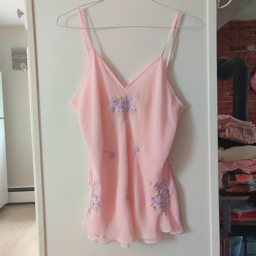 🧸 SOLD 🧸Baby Pink Cottagecore Floral Chiffon Top - Picture 11 of 11
